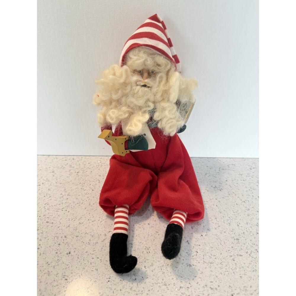Vintage Shelf Sitter SANTA CLAUS Bendable Figure Christmas Decor 12" MCM